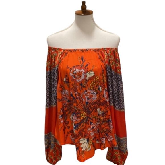 Free People Top Fall XS Blouse Oversized Flowy Cottage Boho Shirt Billowy 70s - Picture 7 of 17